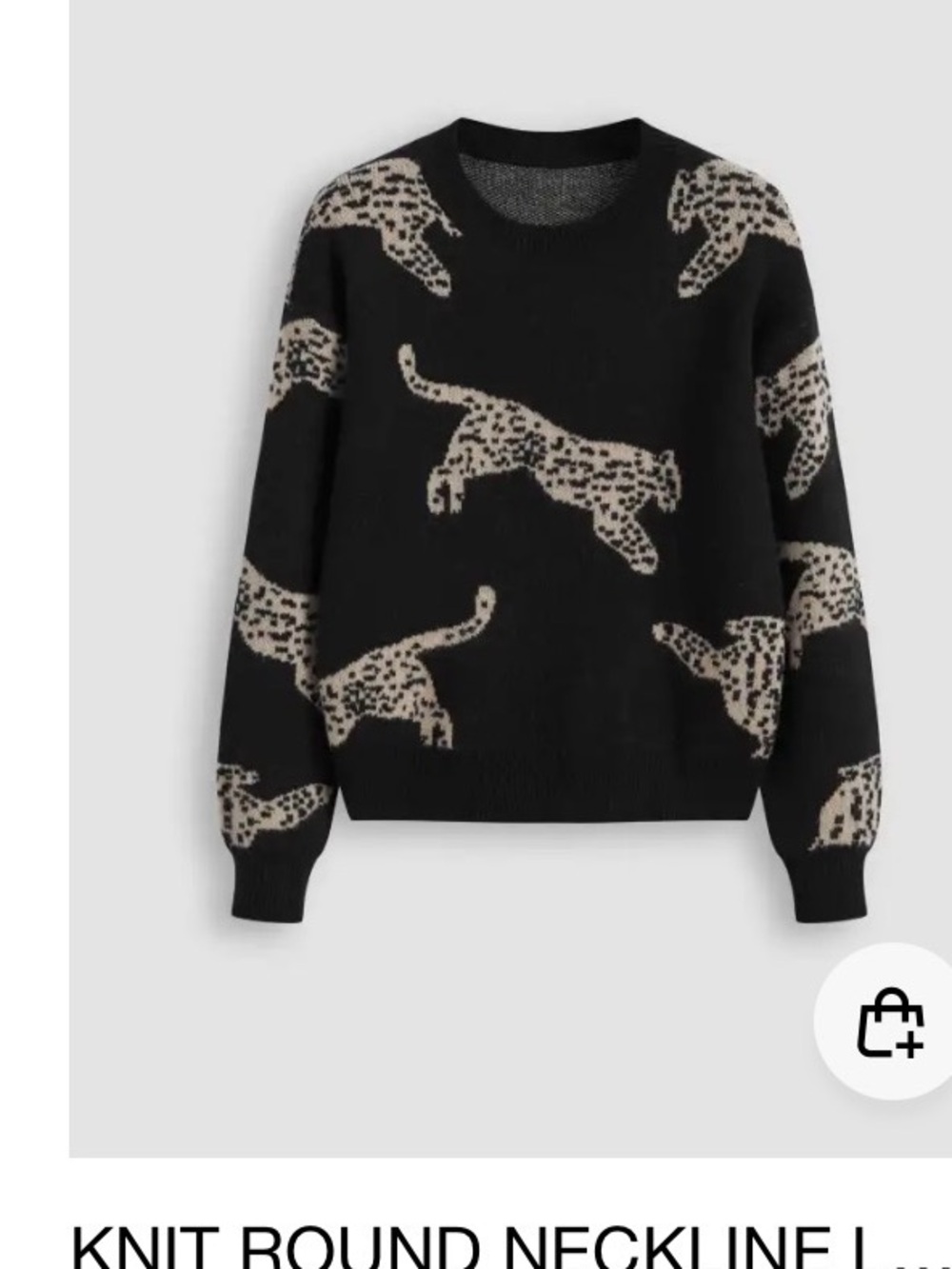 Women's cider size XL Black Sweater with Cream Leopard Motif - Picture 3 of 3